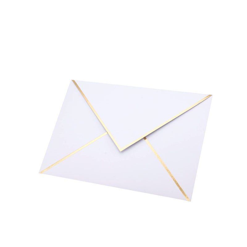 CHRIZ.Z A7 Envelopes - V Flap Foil Border Luxury Mailing Envelopes for 5" x 7" Cards - for Wedding, Invitations, Baby Shower, Photos, Graduation, Birthday, Bridal Shower - 5.25" x 7.25" (White, 25 Pack) - Image 3